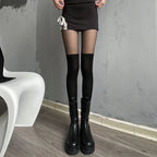 Polyester Patchwork Pantyhose High Waist Stretchy Tights