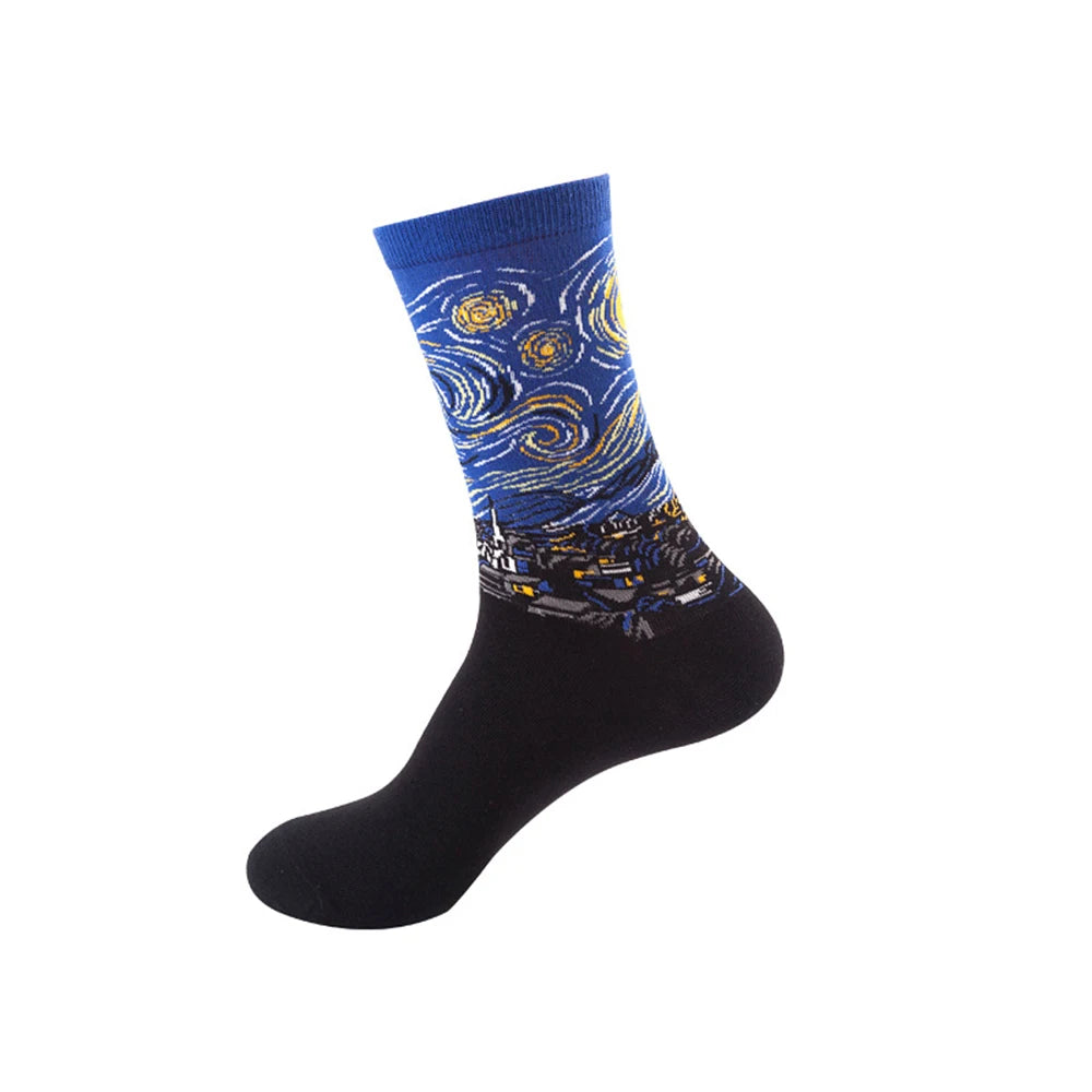 Cotton Blend Crew Socks Casual Printed Footwear