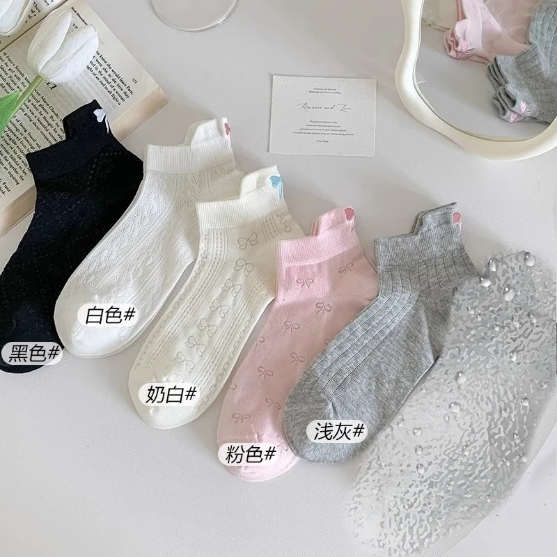 5 Pack Women Breathable Nylon Polyester Bow Knot Low Tube Socks - 6