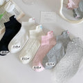 5 Pack Women Breathable Nylon Polyester Bow Knot Low Tube Socks