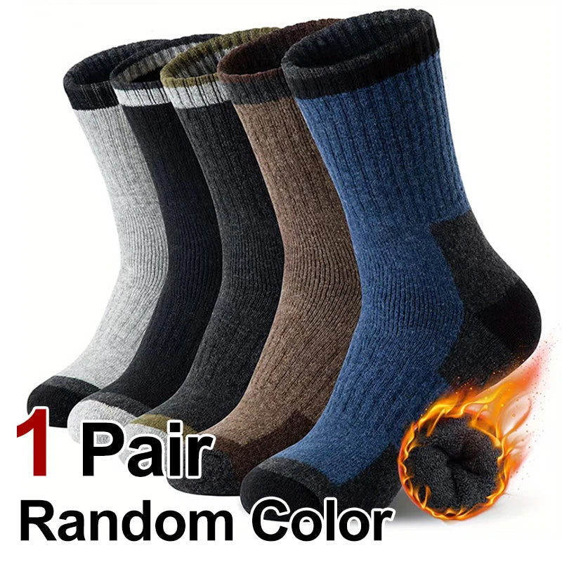 Thick Wool Blend Crew Socks for Winter Warmth - 12