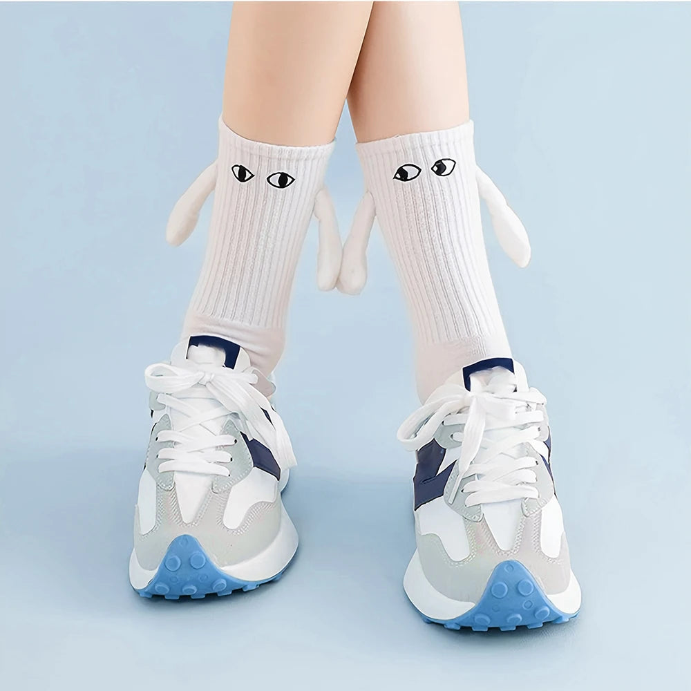 Magnetic Cartoon Eye Mid Tube Couple Socks