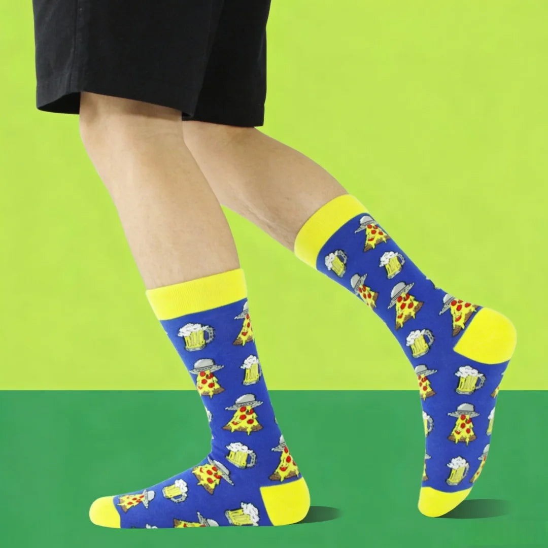 Polyester Elastane Mid Calf Men Socks Flying Saucer Pattern - 2