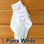 Polyester Elastane Bow Print Mid Tube Casual Socks