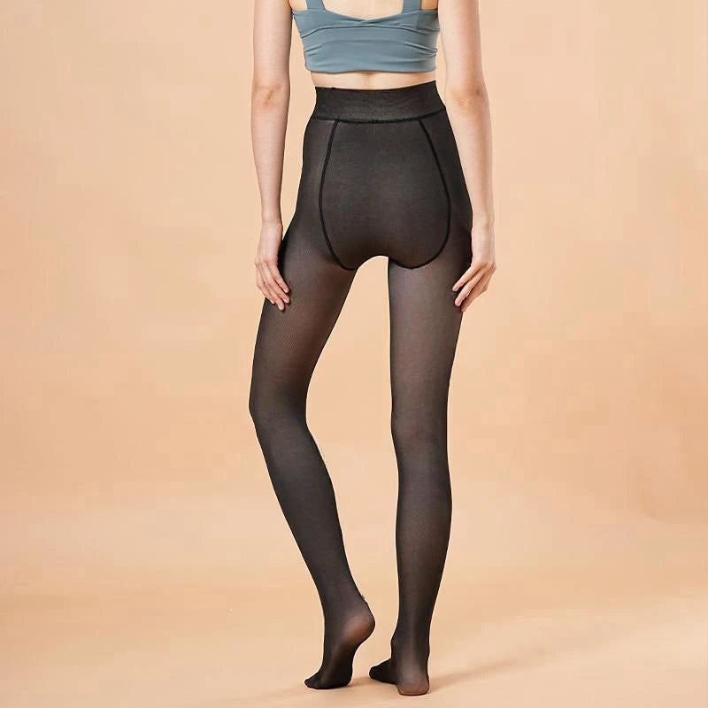Fleece Lined Translucent Pantyhose Thermal Tights