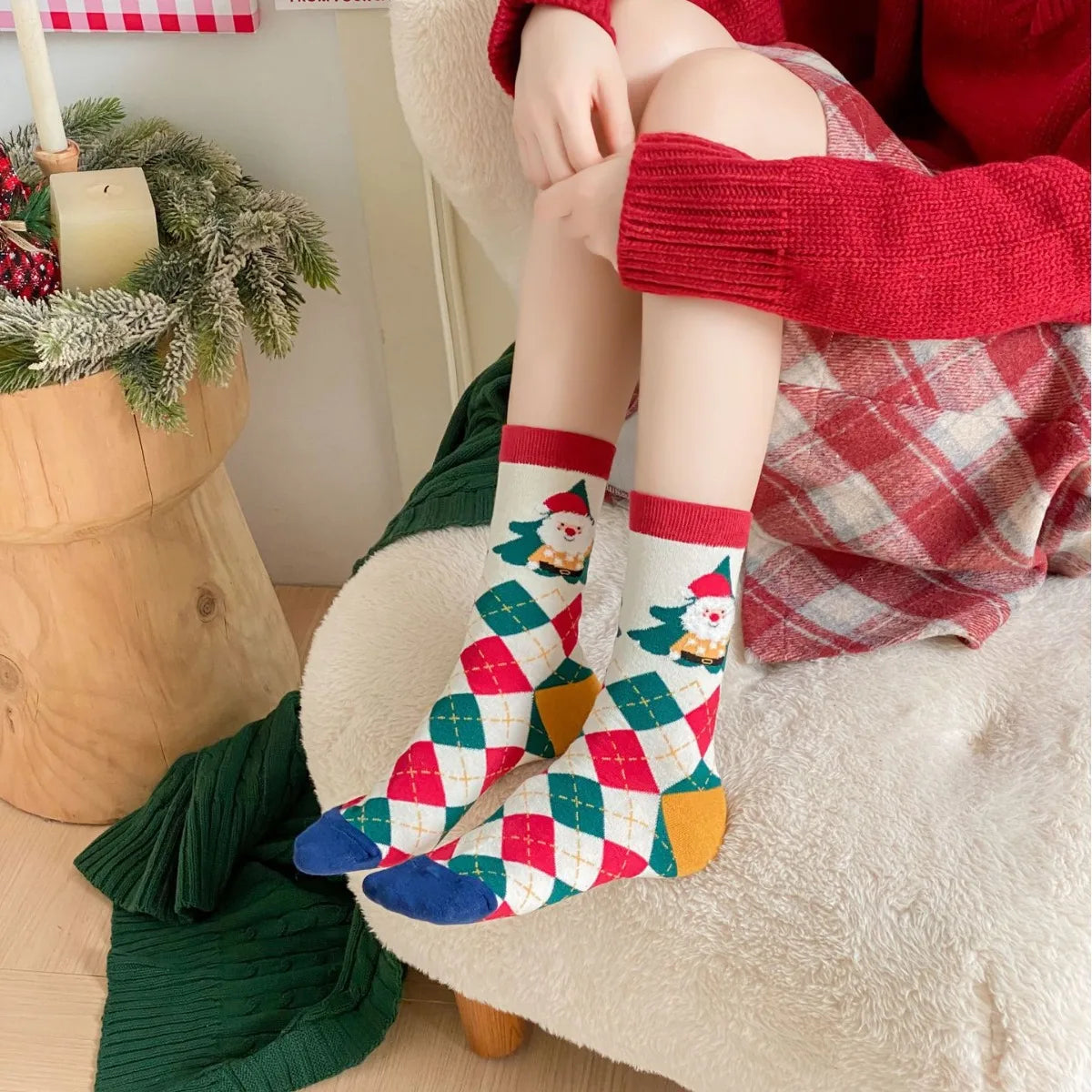 Cotton Christmas Mid Calf Socks for Women - 14
