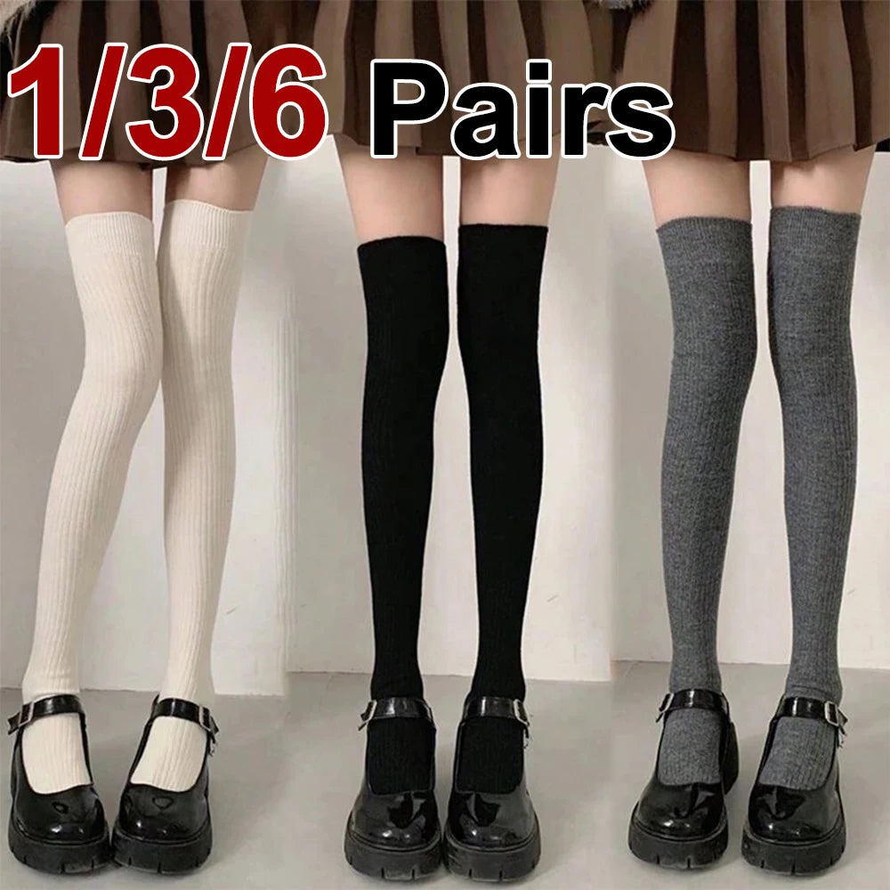 Polyester Elastane Striped Knee High Stockings - 1
