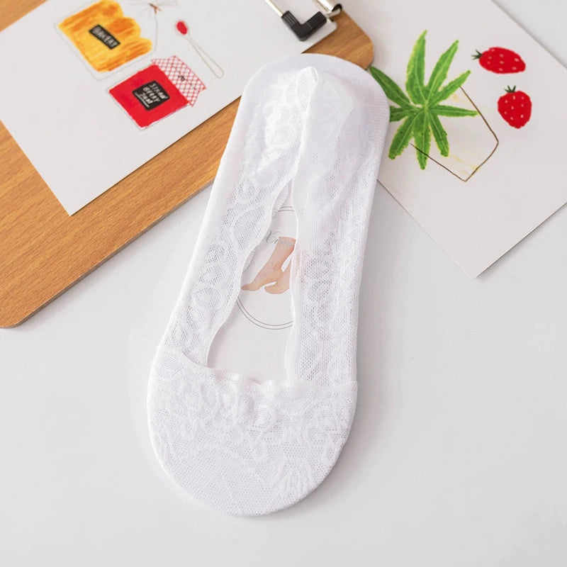 Cotton Lace Invisible Anti Slip Low Cut Socks