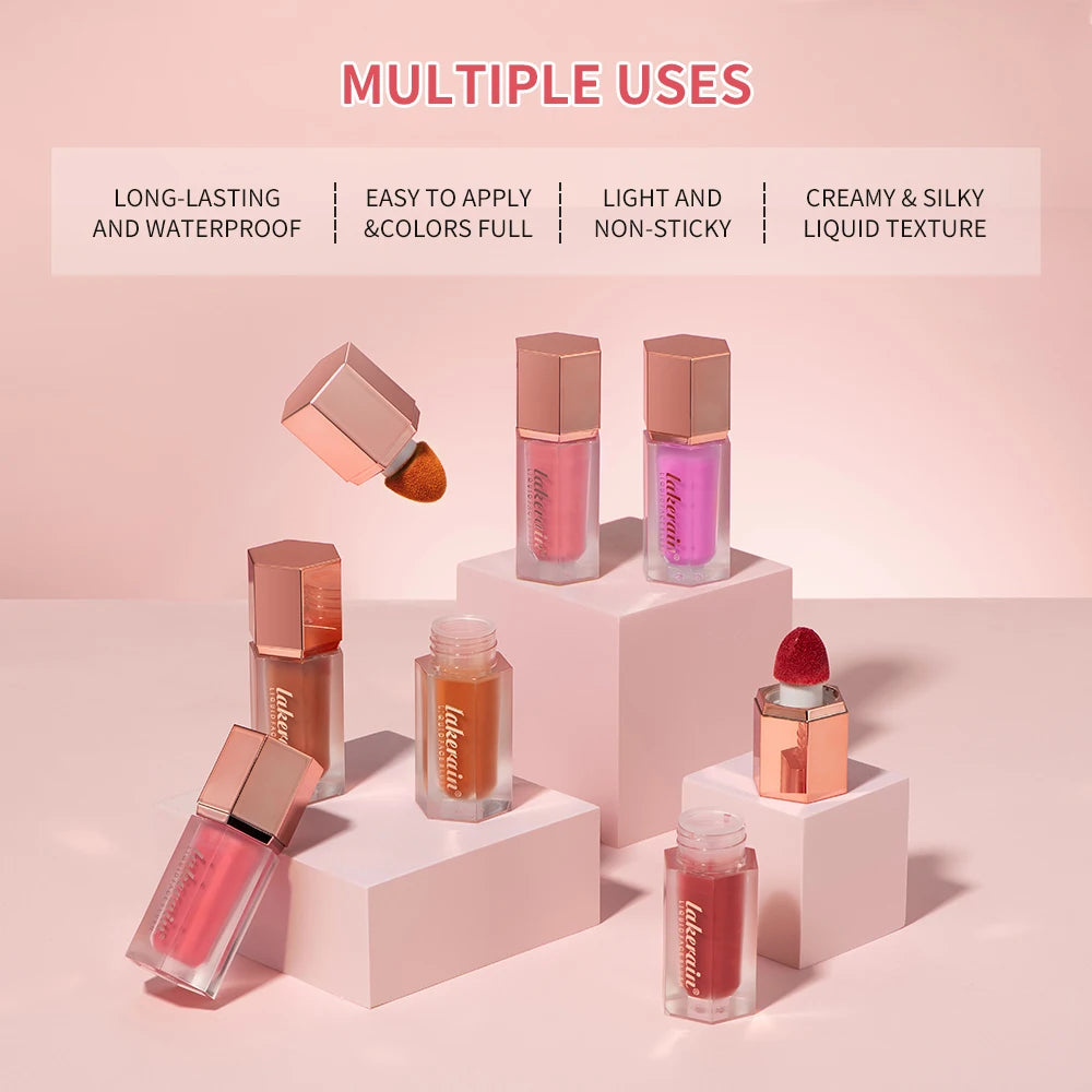 Waterproof Velvet Matte Liquid Blush with Mushroom Applicator