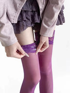 Black Lace Thigh High Stockings Silicone Non Slip Nylon