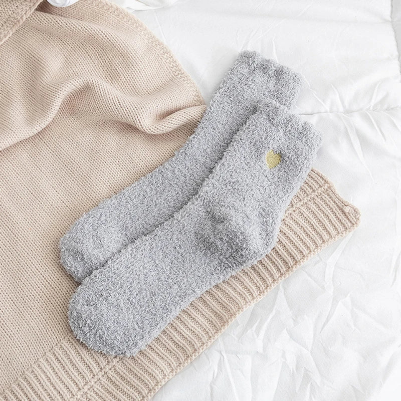 Thick Plush Coral Velvet Mid Tube Socks for Women - 12