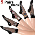 Floral Print Mid Tube Polyester Blend Socks