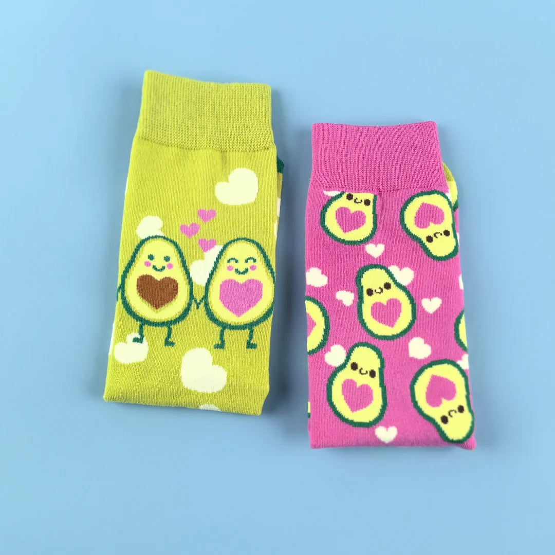 Cotton Blend Avocado Pattern Casual Mid Calf Socks - 4