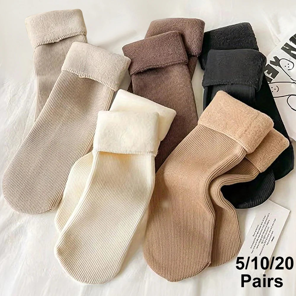 Thickened Thermal Women Socks Polyester Spandex Blend