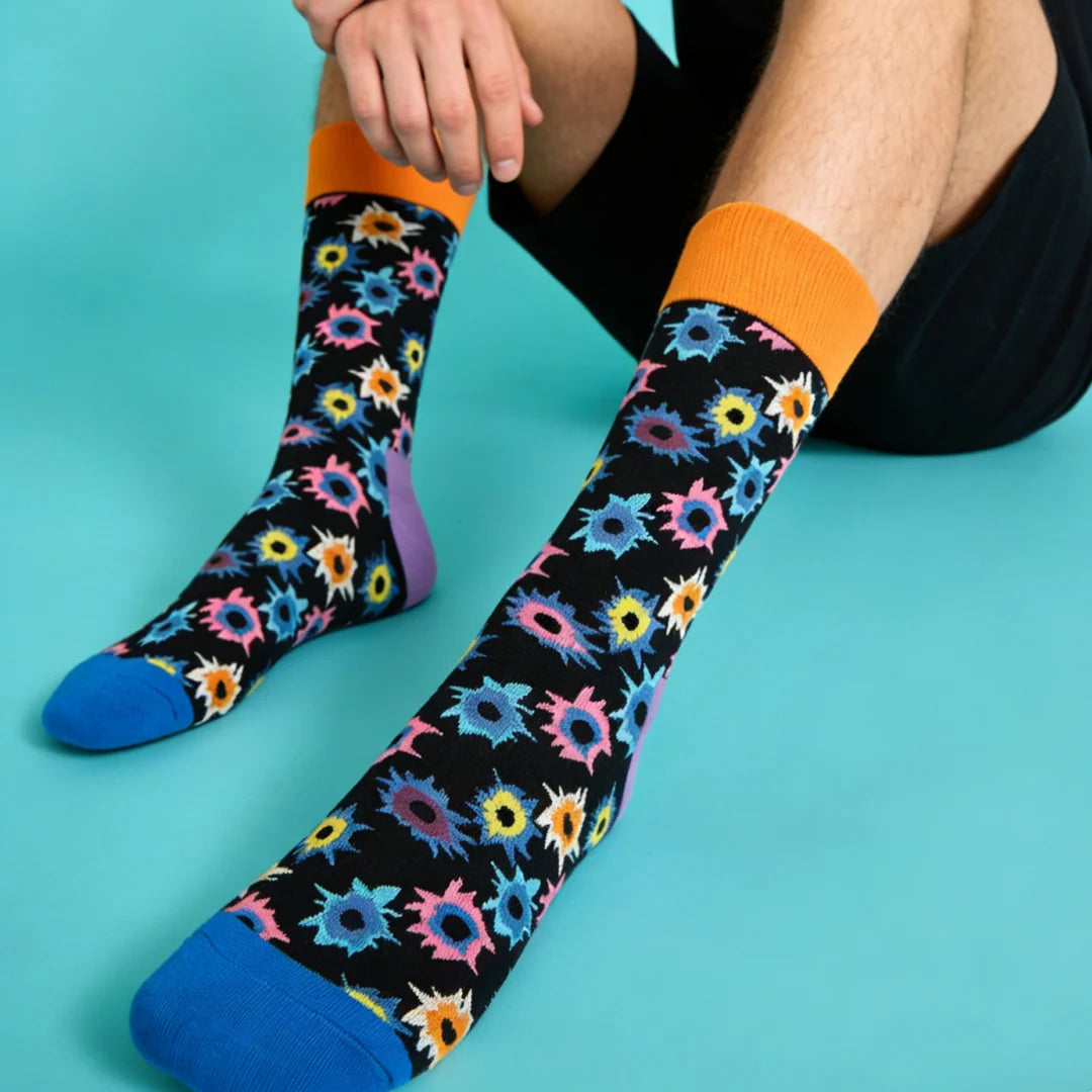 Cotton Blend Patterned Crew Socks for Men - 2