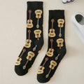 Polyester Guitar Pattern Mid Tube Casual Socks