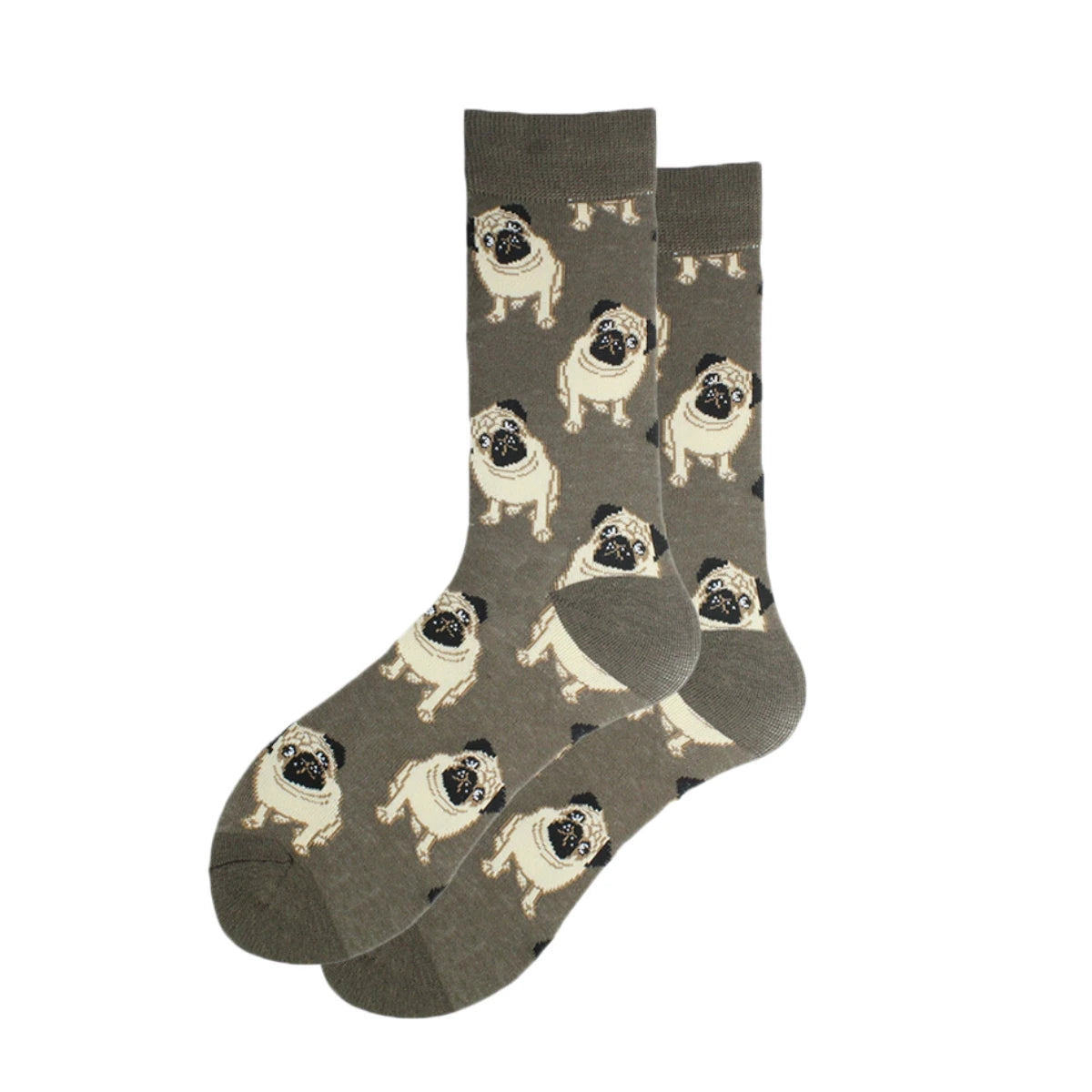 Polyester Blend Crew Socks Dog and Chess Pattern