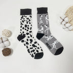 Cotton Blend Spotted Dog Print Unisex Mid Calf Crew Socks