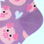 Polyester Elastane Cartoon Pig Crew Socks