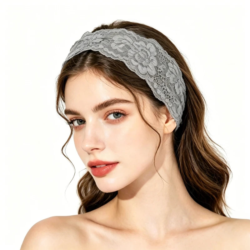 Floral Lace Elastic Headband for Women