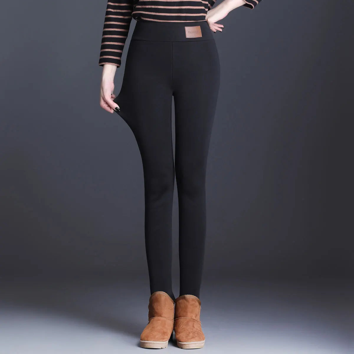 Polyester Fleece Lined High Waist Leggings
