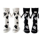 Cotton Ghost Design Magnetic Hand Holding Crew Socks