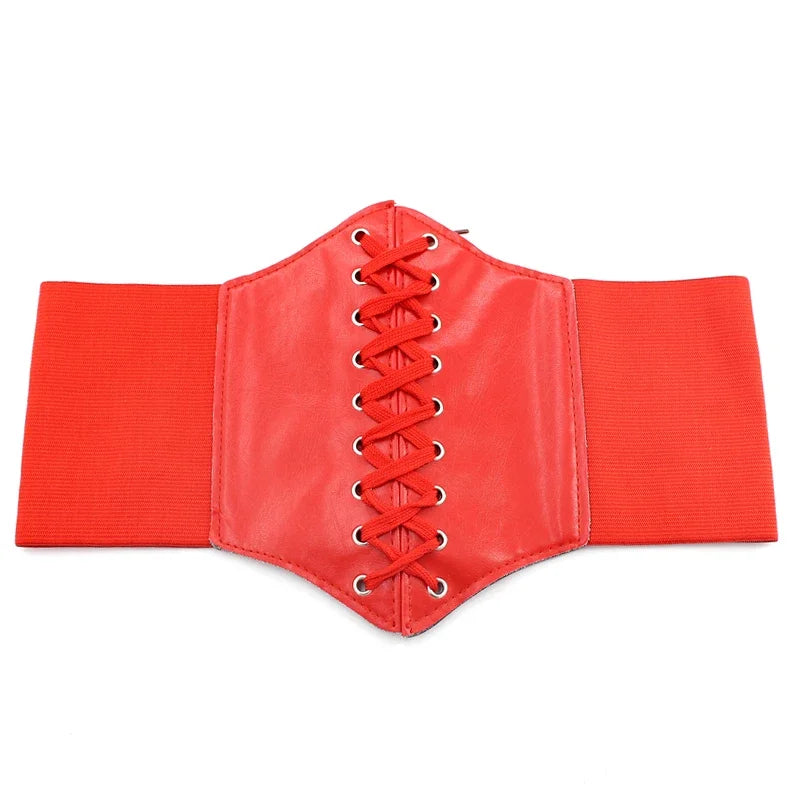 Synthetic Leather Waist Cincher Corset Belt - 18