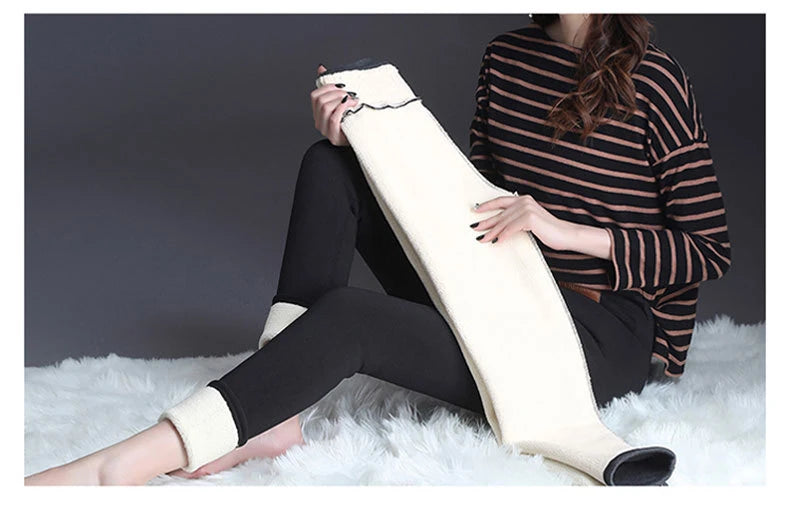 Polyester Fleece Lined High Waist Leggings