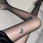 Butterfly Print Nylon Spandex Pantyhose Tights