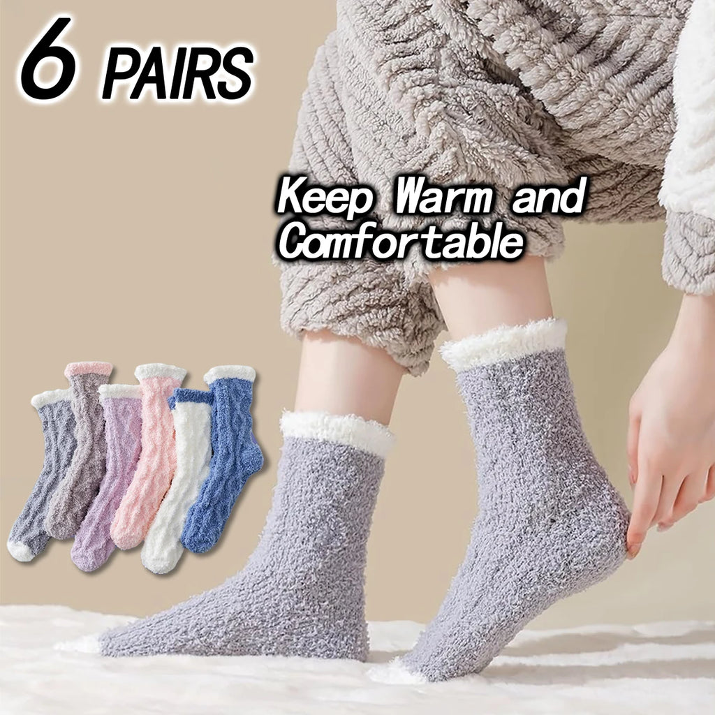 Polyester Elastane Fuzzy Winter Socks for Women