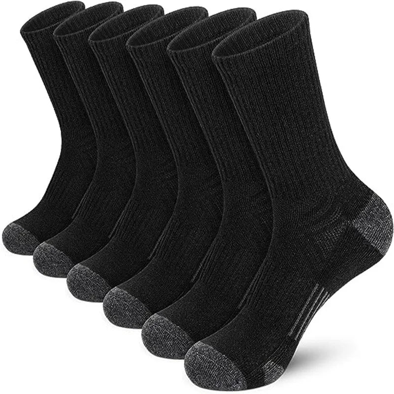 Polyester Elastane Mens Crew Socks 6 Pair Set