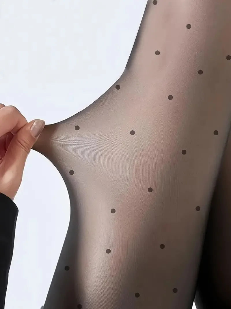 Polyester Elastane Polka Dot Thermal Tights