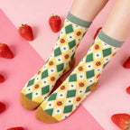 Polyester Elastane Strawberry Pattern Mid Calf Socks