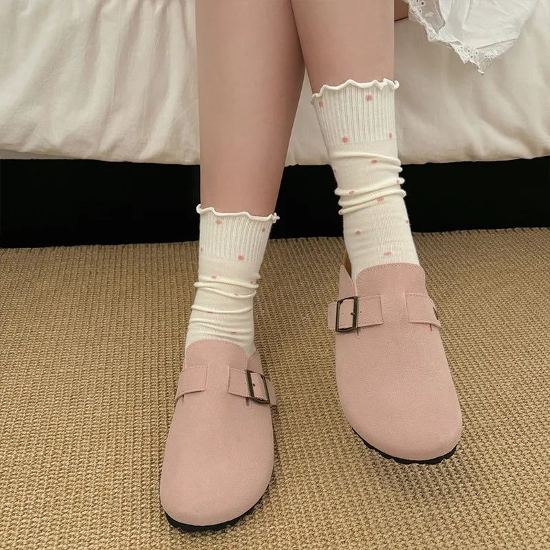 Polyester Spandex Polka Dot Mid Tube Casual Socks