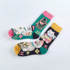 Cotton Blend Lucky Cat Crew Socks