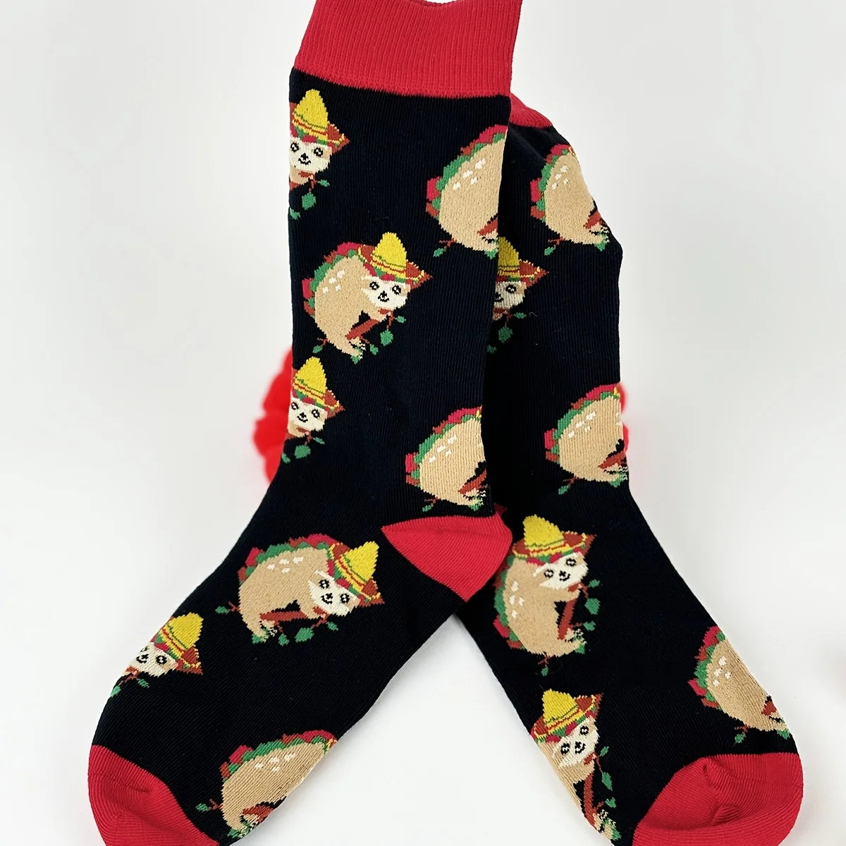 Polyester Elastane Sloth Pattern Mid Calf Casual Socks - 5