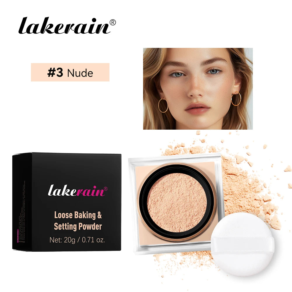 Matte Finish Loose Setting Powder Makeup With Puff