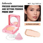 Pressed Powder Face Setting Compact With Integrated Phone Grip