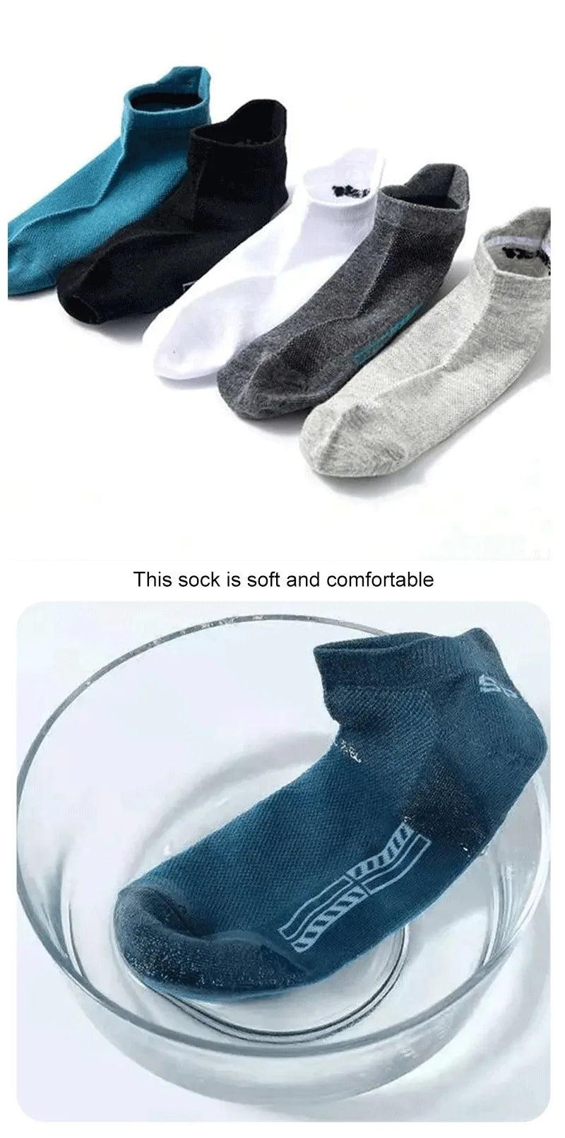 10 Pairs Polyester Spandex Low Cut Ankle Socks for Men