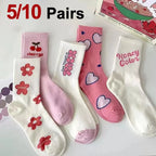Polyester Elastane Cartoon Printed Mid Tube Casual Socks