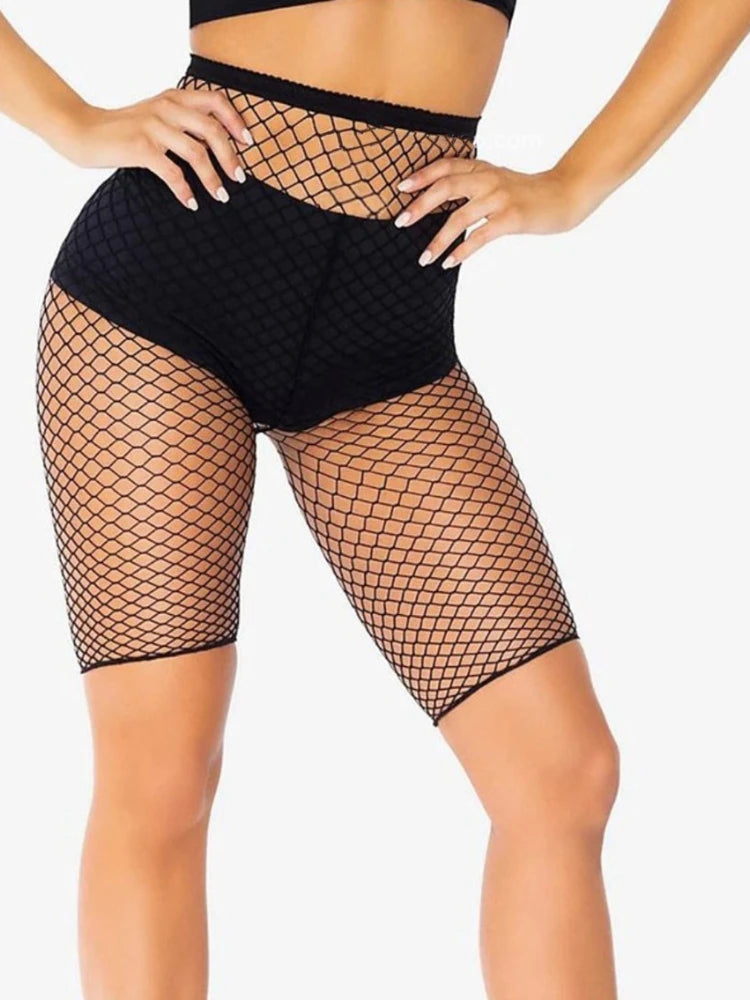 Nylon Mesh Fishnet Mid Thigh Length Shorts Tights - 6