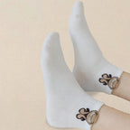 Polyester Elastane Teddy Bear Print Casual Ankle Socks for Women