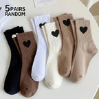 Polyester Elastane Heart Pattern Mid Tube Casual Socks