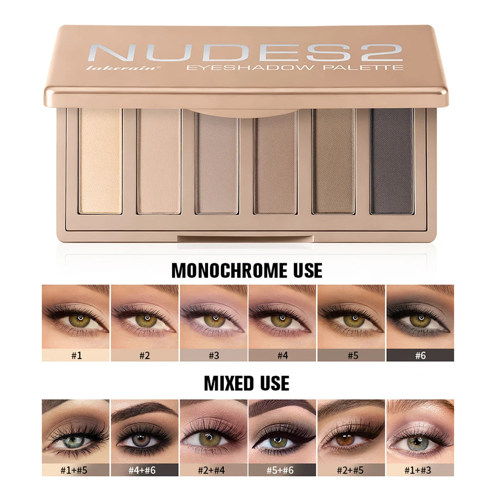 6 Color Matte Eyeshadow Powder Palette with Makeup Brushes