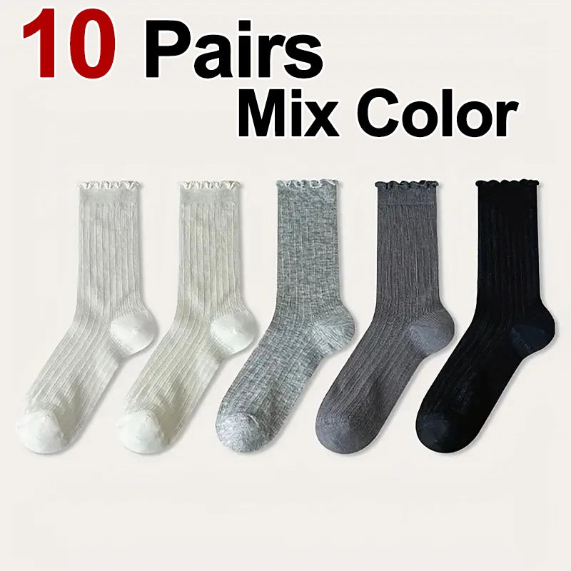 Polyester Elastane Mesh Mid Tube Casual Socks - 10