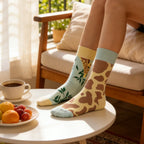 Cotton Blend Giraffe Print Mid Calf Casual Socks