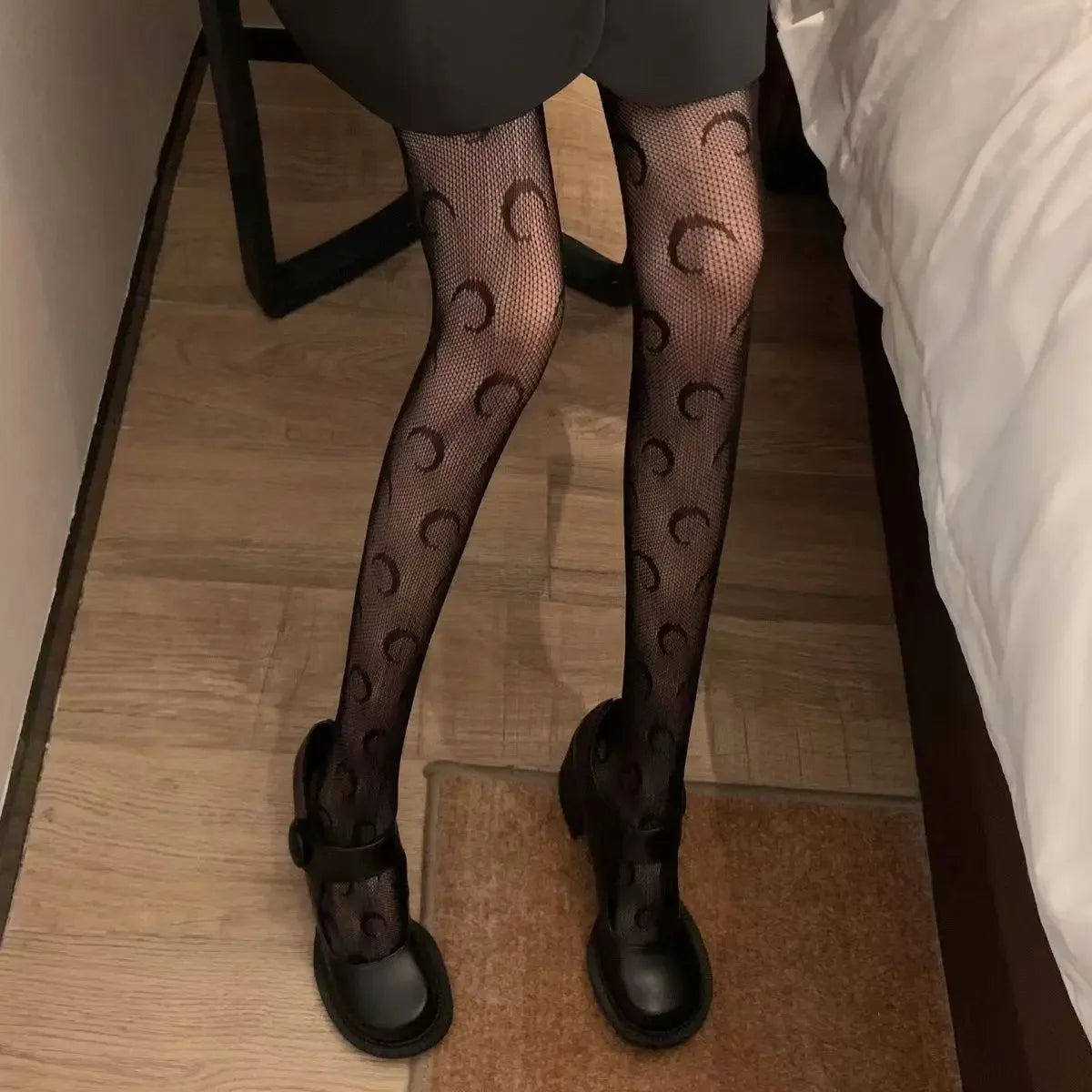 Star Moon Pattern Nylon Fishnet Pantyhose Tights - 8