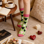Cotton Polyester Heart Pattern Women Mid Tube Socks