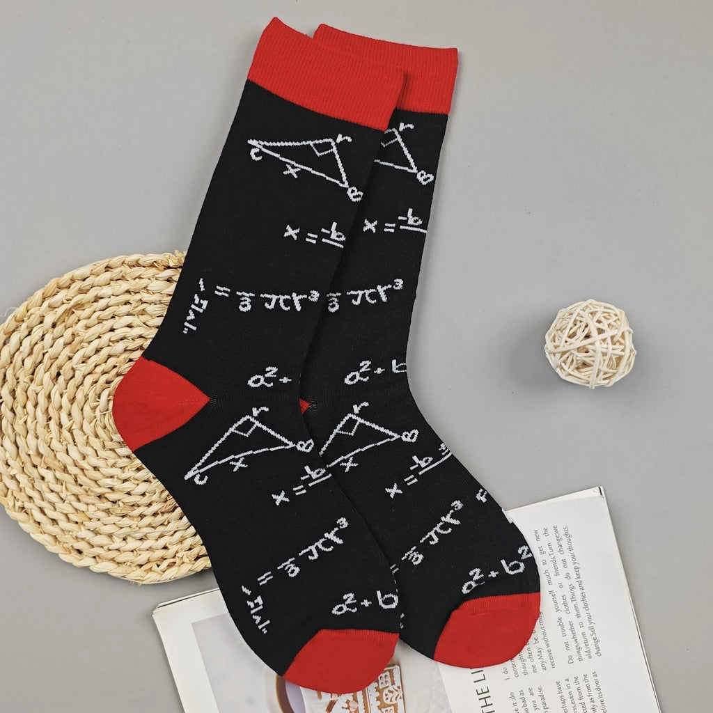 Polyester Elastane Science Equation Print Mid Calf Socks