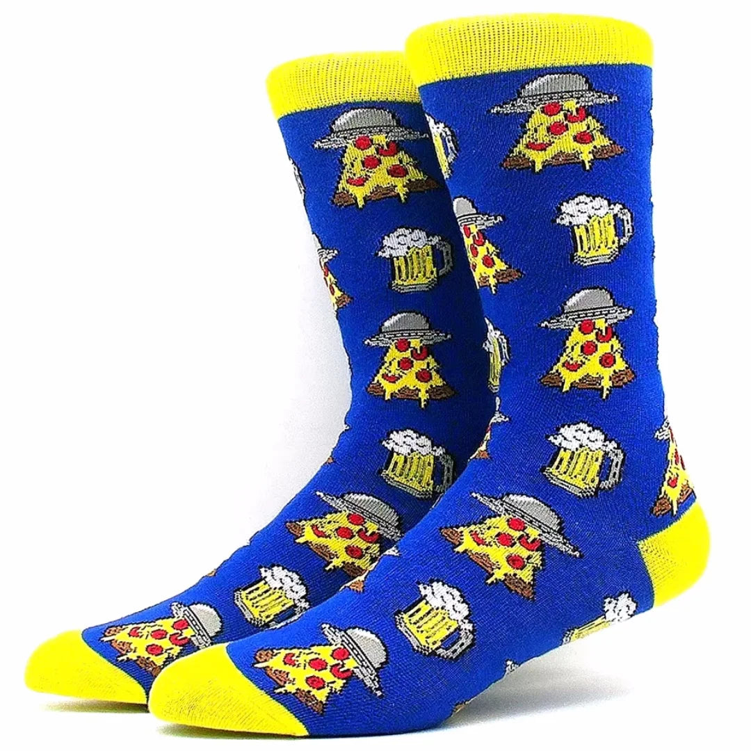 Polyester Elastane Printed Crew Socks for Men